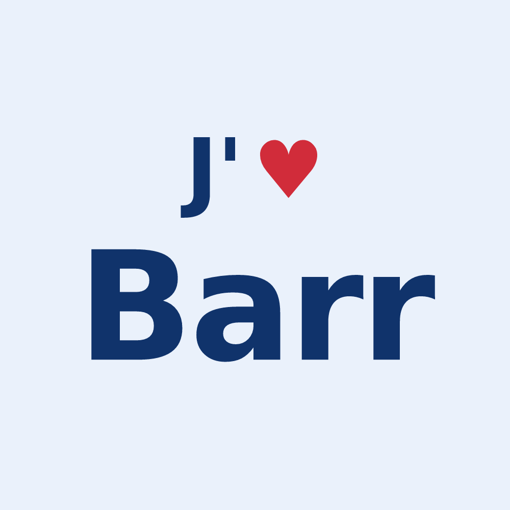 Sticker personnalisé Barr — design « J'aime Barr » imprimé sur le sticker