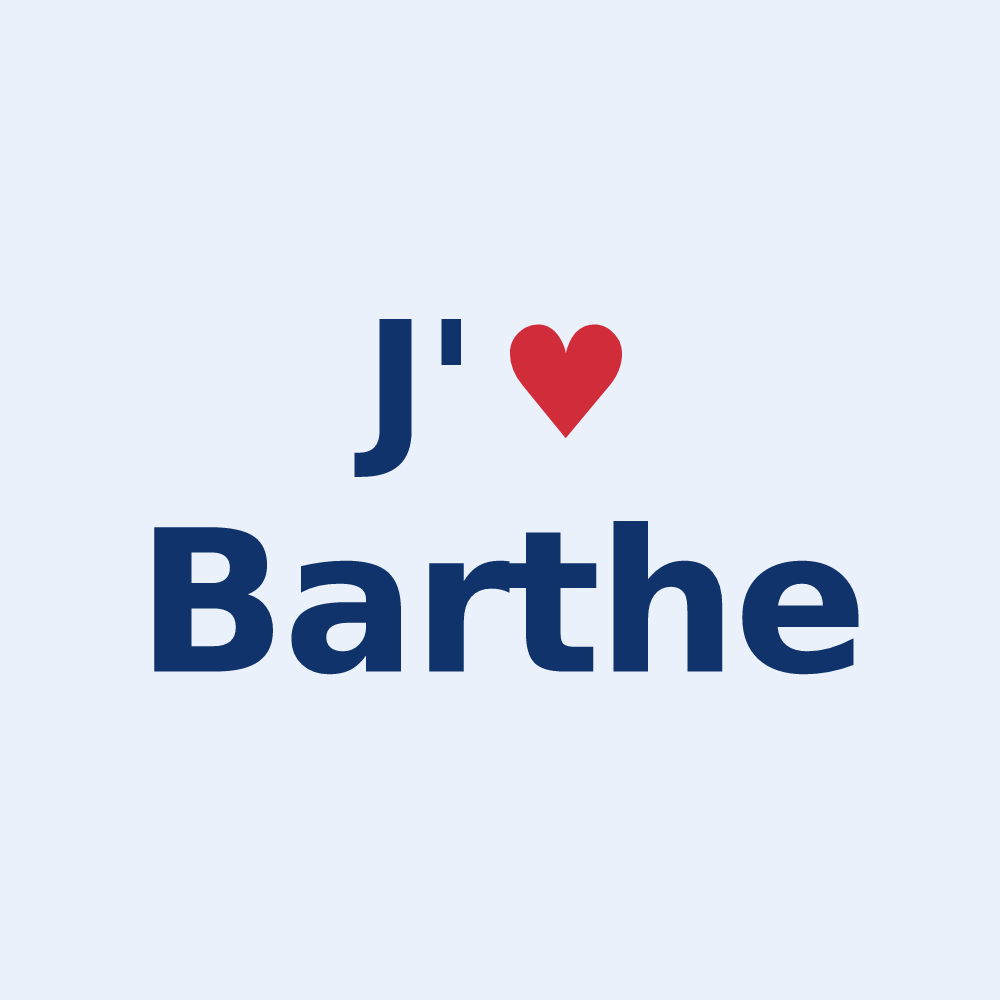 Sticker personnalisé Barthe — design « J'aime Barthe » imprimé sur le sticker