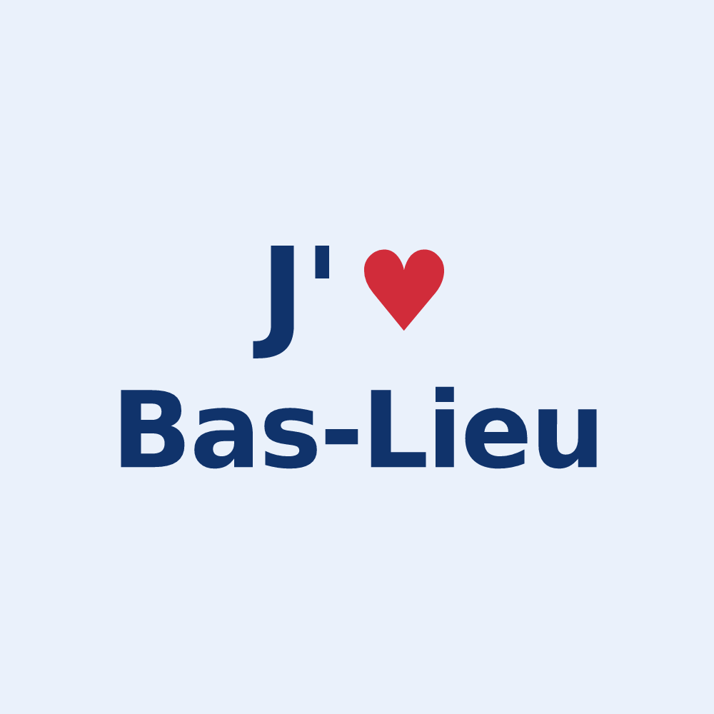 Sticker personnalisé Bas-Lieu — design « J'aime Bas-Lieu » imprimé sur le sticker