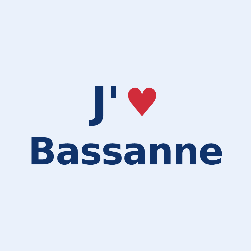 Sticker personnalisé Bassanne — design J'aime Bassanne