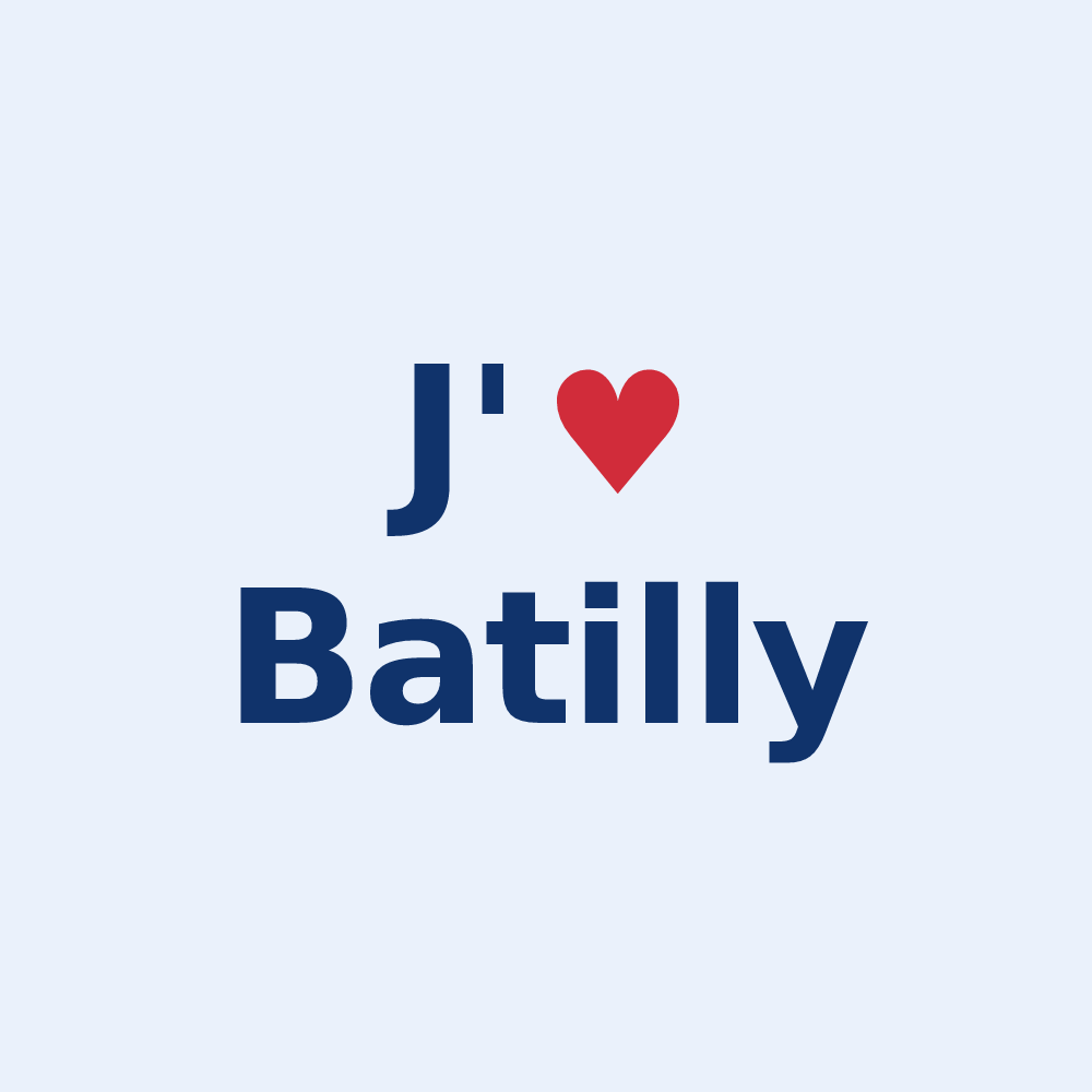 Sticker personnalisé Batilly — design « J'aime Batilly » imprimé sur le sticker