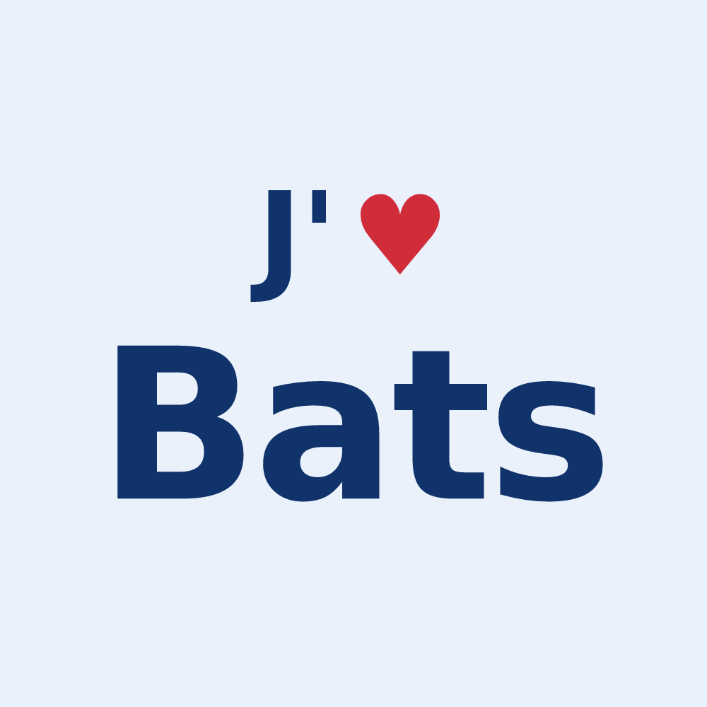 Sticker personnalisé Bats — design « J'aime Bats » imprimé sur le sticker