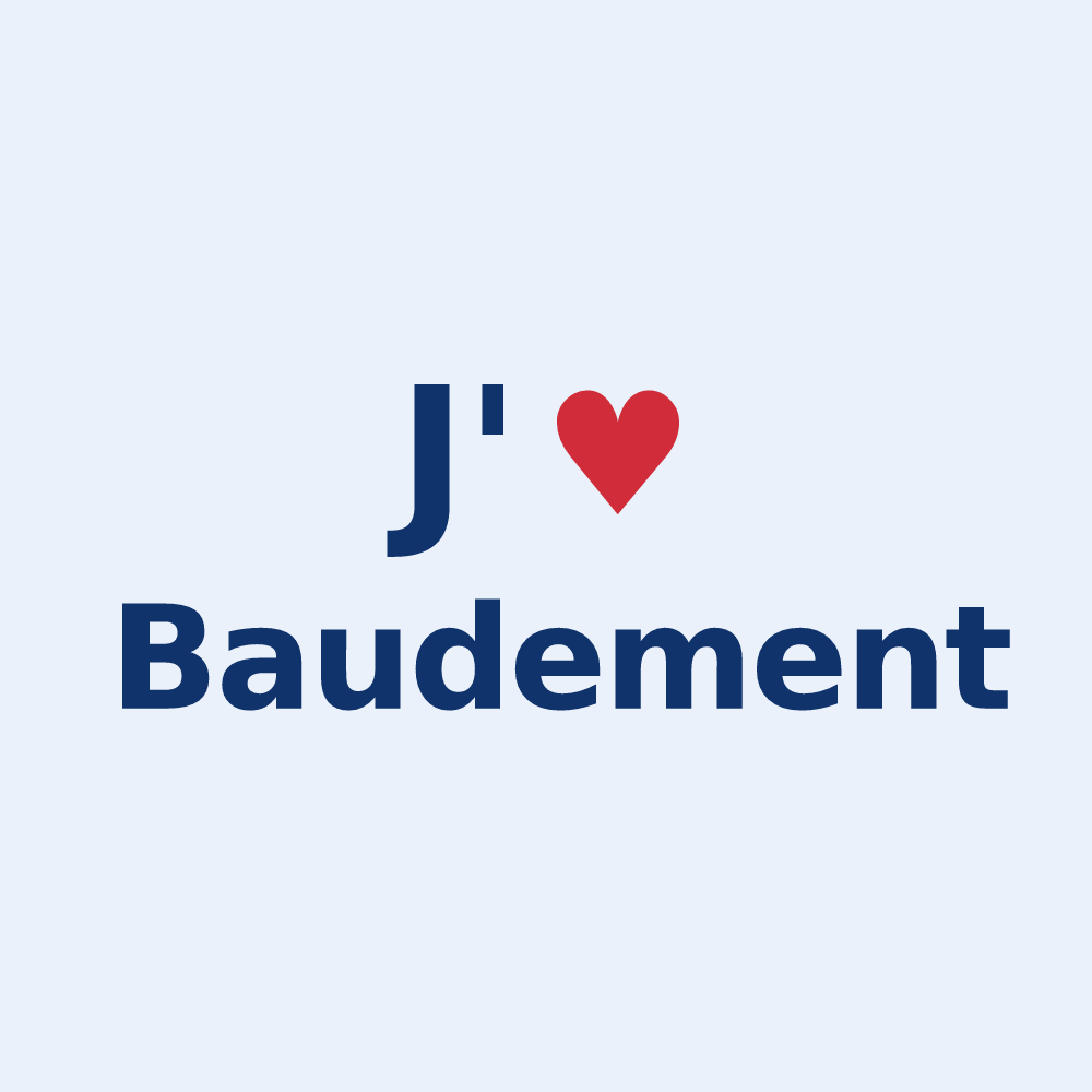 Sticker personnalisé Baudement — design J'aime Baudement