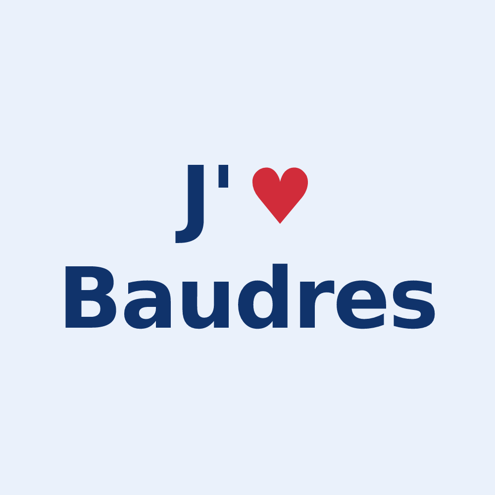 Sticker personnalisé Baudres — design J'aime Baudres