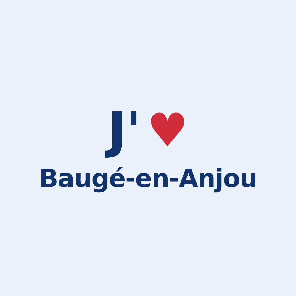 Sticker personnalisé Baugé-en-Anjou — design J'aime Baugé-en-Anjou