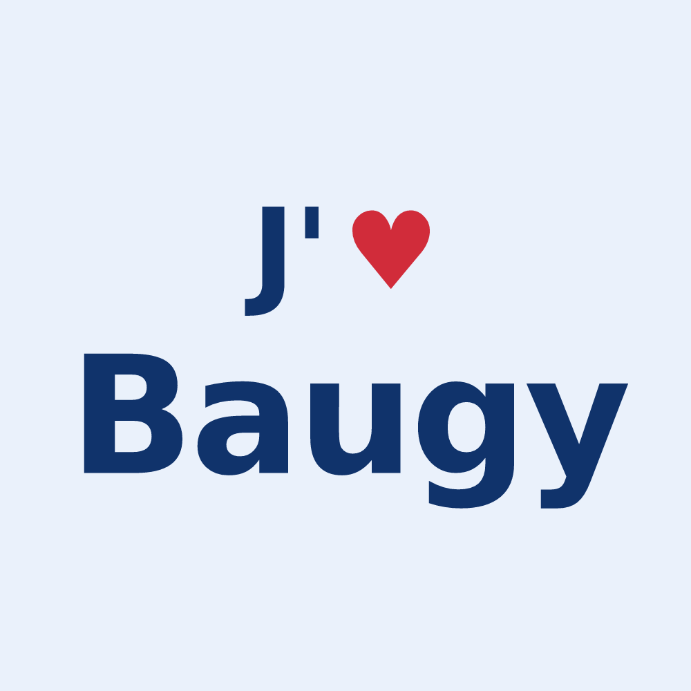 Sticker personnalisé Baugy — design J'aime Baugy
