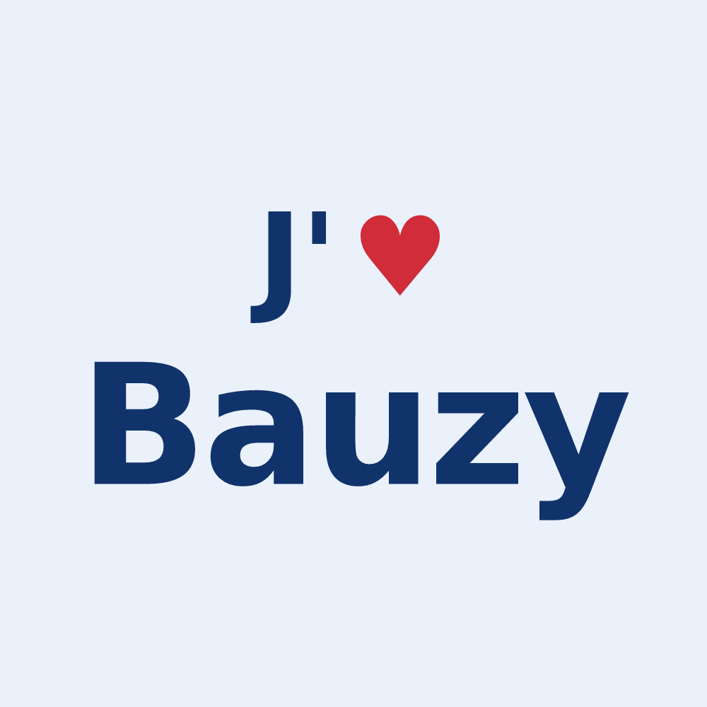 Sticker personnalisé Bauzy — design J'aime Bauzy