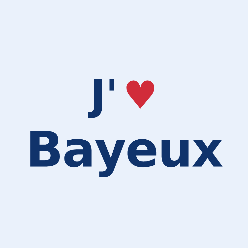 Sticker personnalisé Bayeux — design « J'aime Bayeux » imprimé sur le sticker