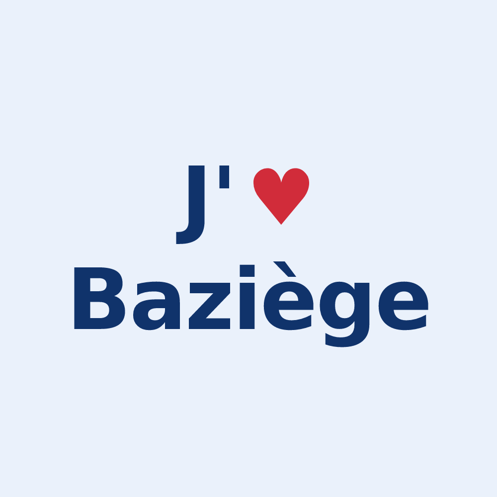 Sticker personnalisé Baziège — design J'aime Baziège