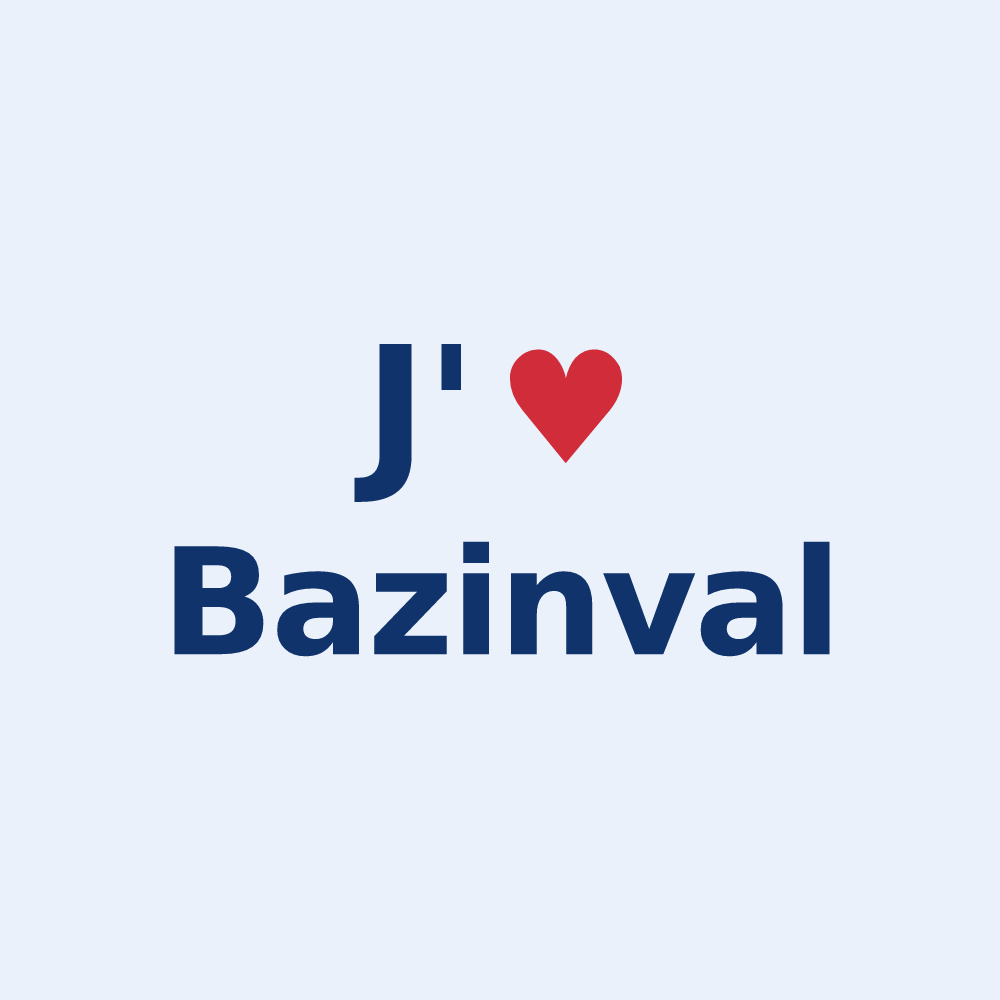 Sticker personnalisé Bazinval — design « J'aime Bazinval » imprimé sur le sticker