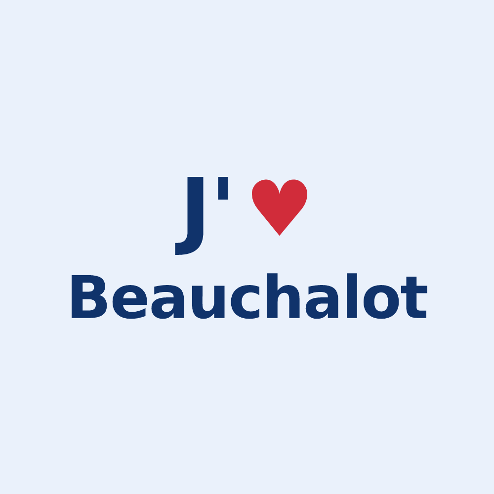 Sticker personnalisé Beauchalot — design J'aime Beauchalot