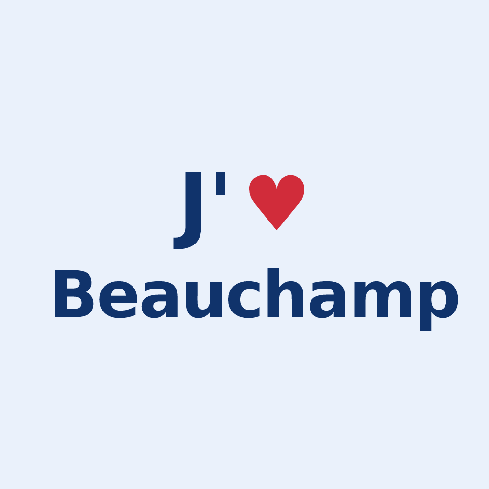 Sticker personnalisé Beauchamp — design J'aime Beauchamp