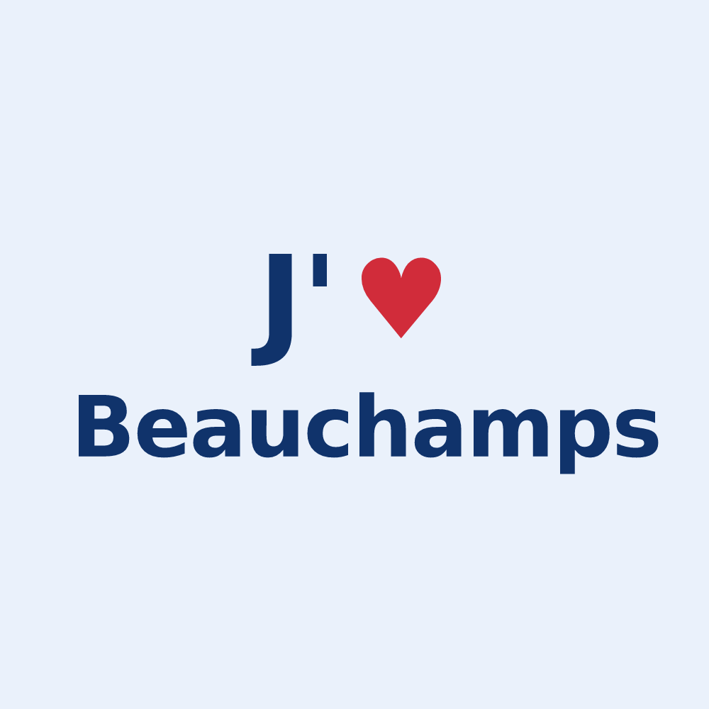 Sticker personnalisé Beauchamps — design J'aime Beauchamps