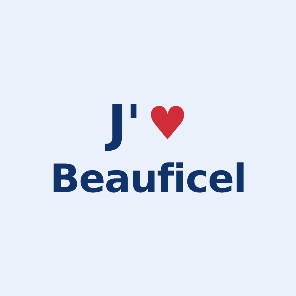 Sticker personnalisé Beauficel — design J'aime Beauficel