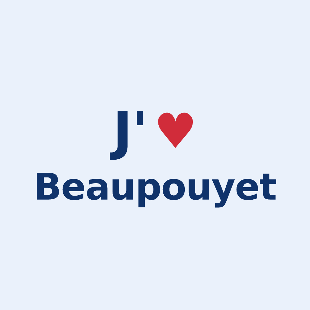 Sticker personnalisé Beaupouyet — design J'aime Beaupouyet