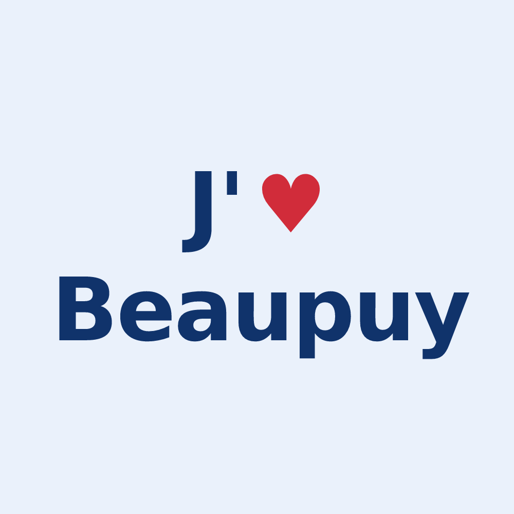 Sticker personnalisé Beaupuy — design J'aime Beaupuy