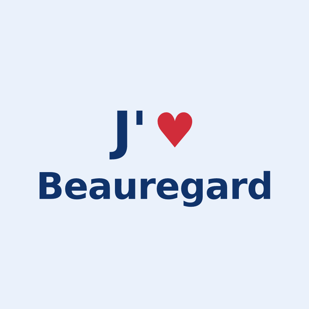 Sticker personnalisé Beauregard — design J'aime Beauregard