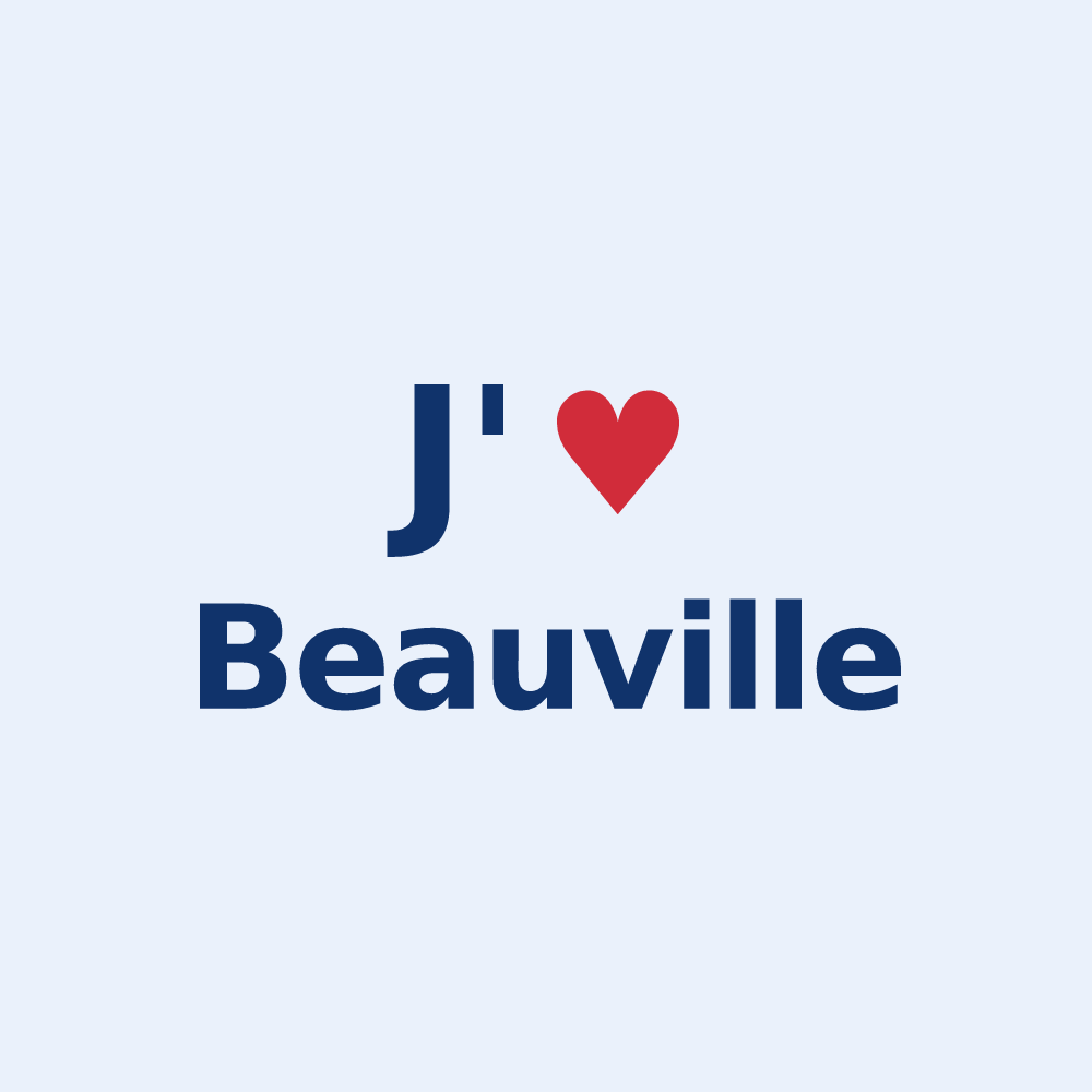 Sticker personnalisé Beauville — design « J'aime Beauville » imprimé sur le sticker