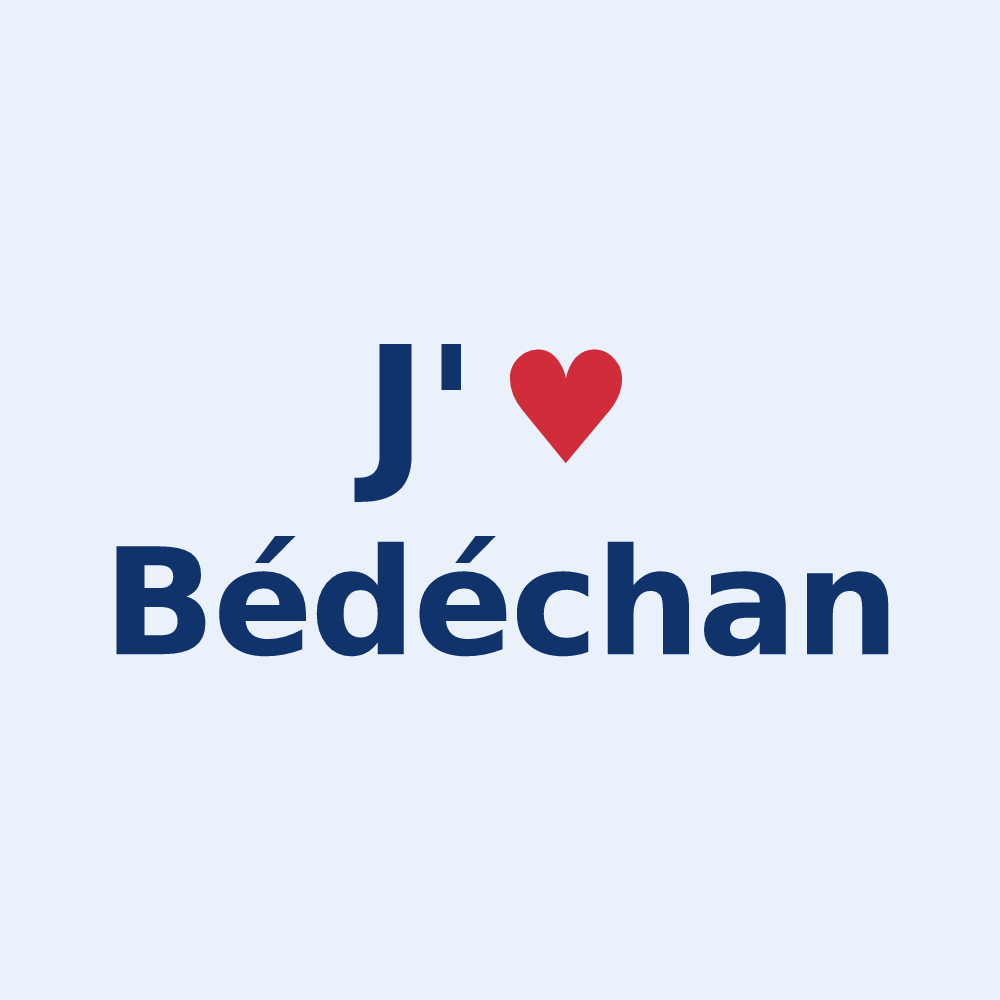 Sticker personnalisé Bédéchan — design « J'aime Bédéchan » imprimé sur le sticker