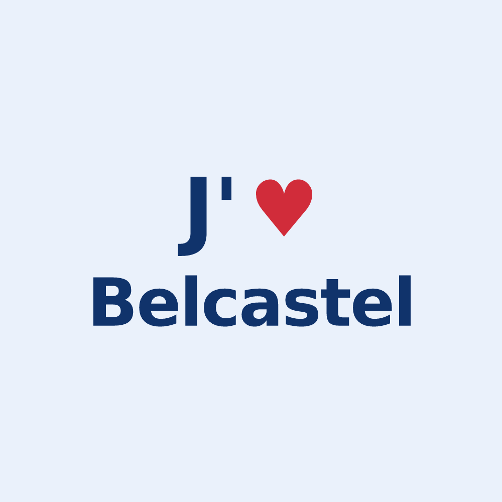 Sticker personnalisé Belcastel — design J'aime Belcastel