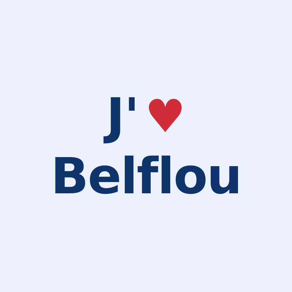Sticker personnalisé Belflou — design J'aime Belflou