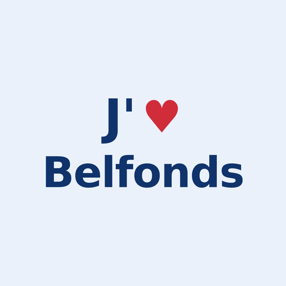 Sticker personnalisé Belfonds — design « J'aime Belfonds » imprimé sur le sticker
