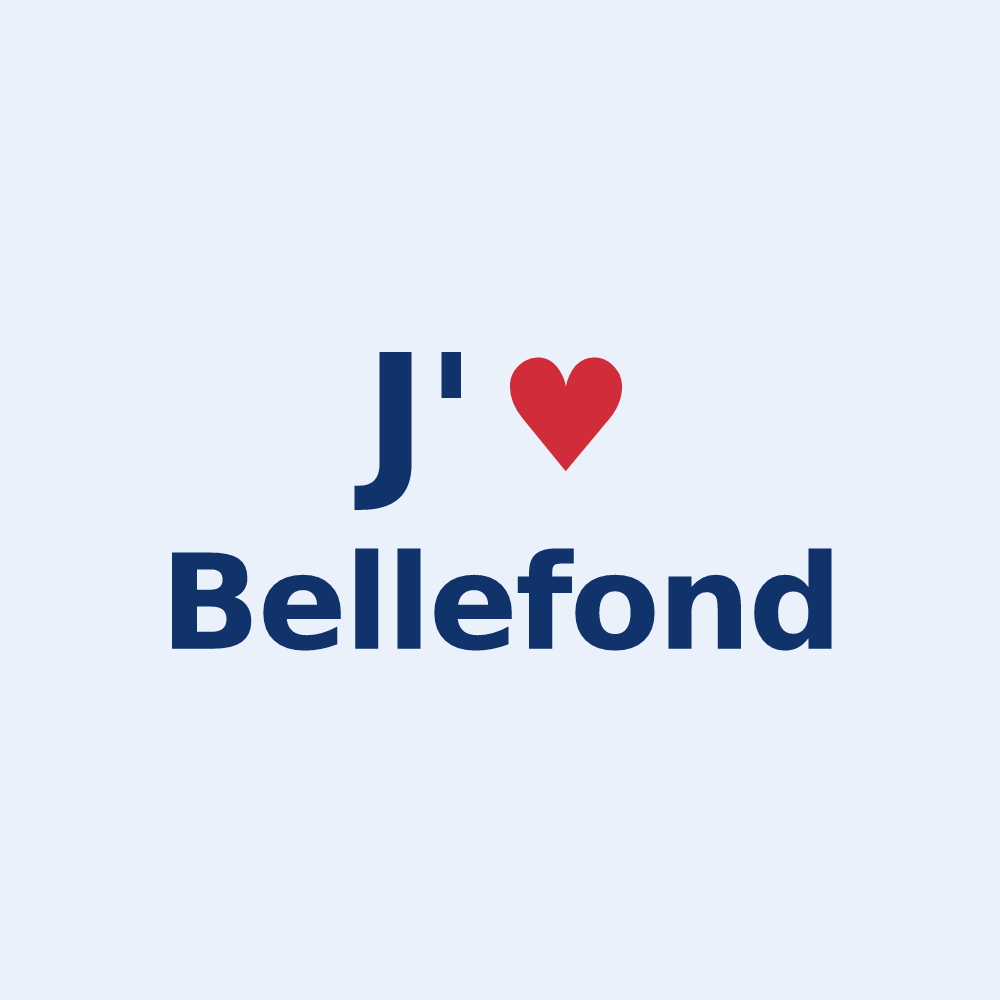 Sticker personnalisé Bellefond — design « J'aime Bellefond » imprimé sur le sticker