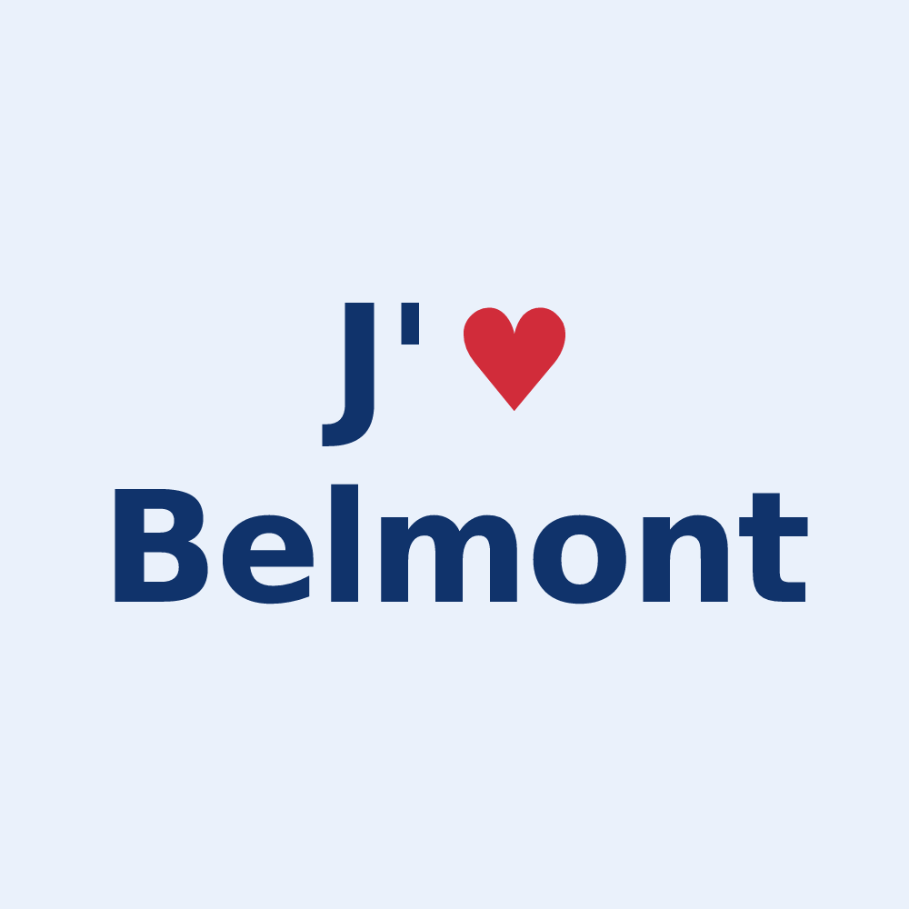 Sticker personnalisé Belmont — design J'aime Belmont