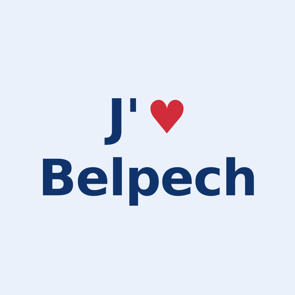 Sticker personnalisé Belpech — design J'aime Belpech