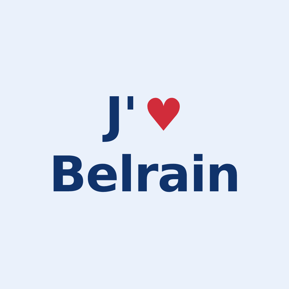 Sticker personnalisé Belrain — design J'aime Belrain