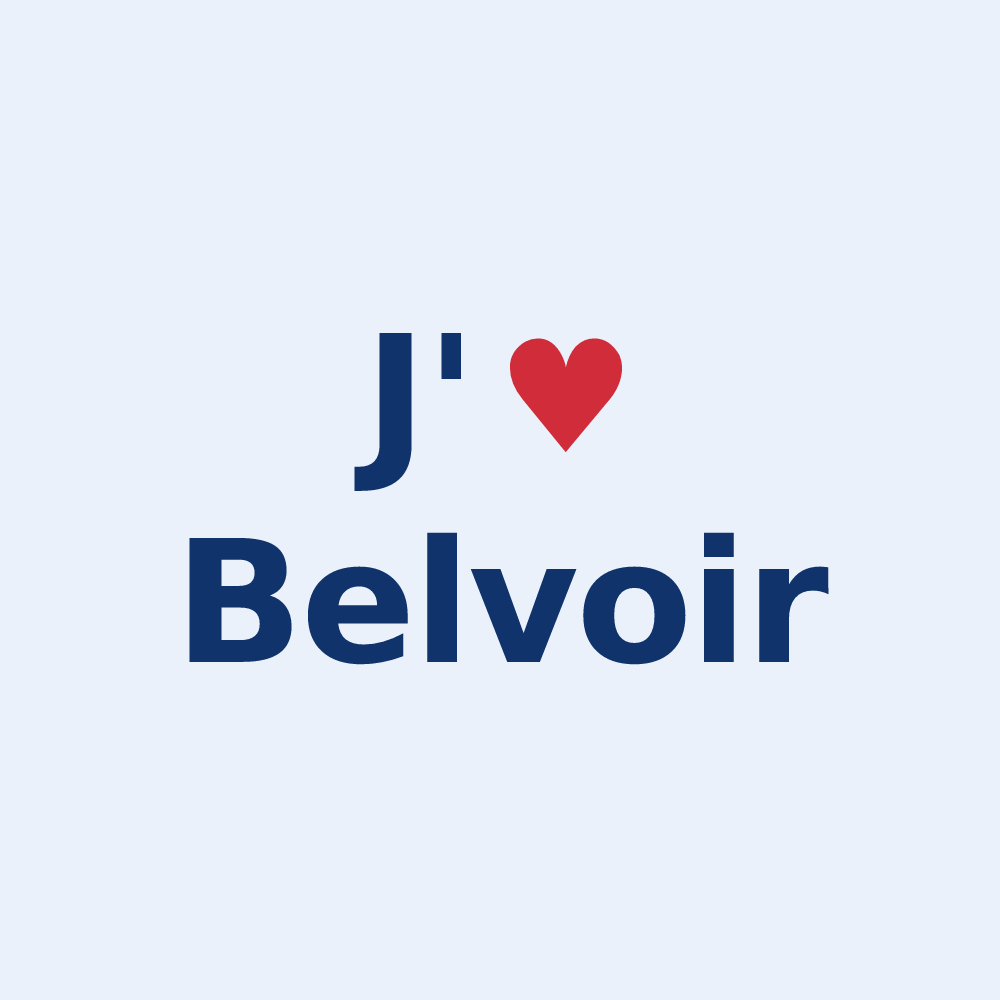Sticker personnalisé Belvoir — design J'aime Belvoir