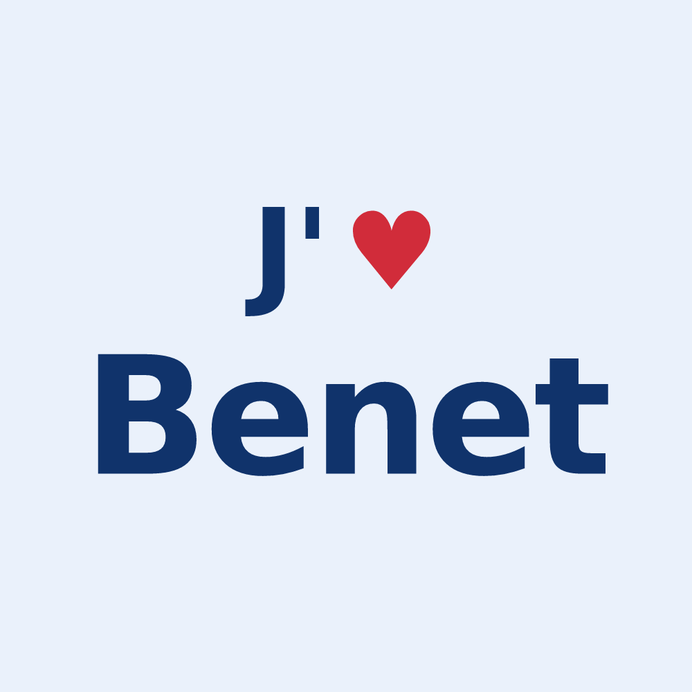 Sticker personnalisé Benet — design « J'aime Benet » imprimé sur le sticker