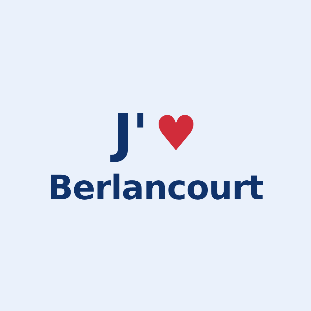 Sticker personnalisé Berlancourt — design « J'aime Berlancourt » imprimé sur le sticker