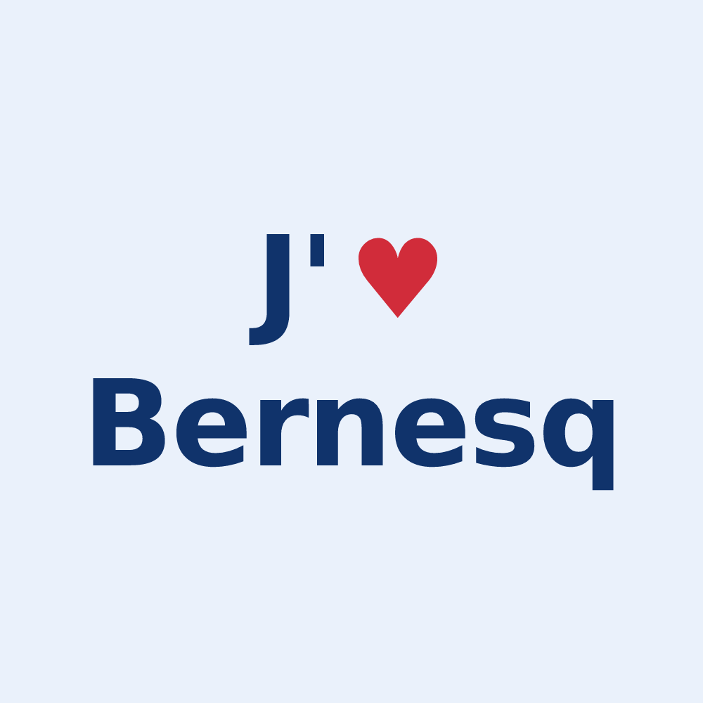 Sticker personnalisé Bernesq — design « J'aime Bernesq » imprimé sur le sticker