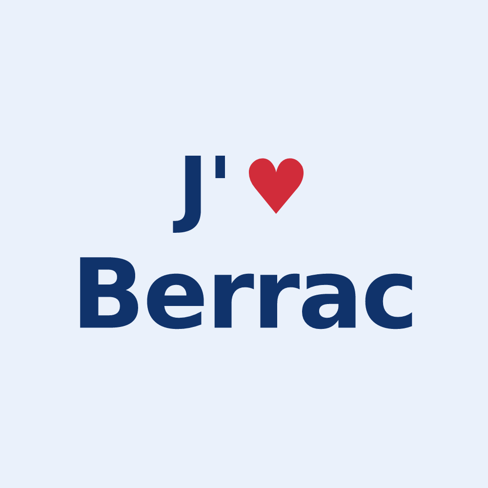 Sticker personnalisé Berrac — design J'aime Berrac