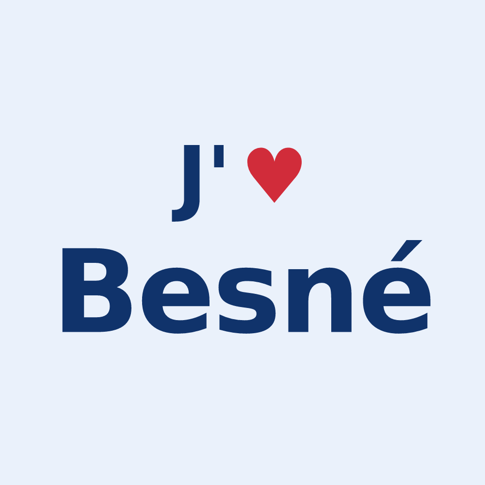 Sticker personnalisé Besné — design « J'aime Besné » imprimé sur le sticker