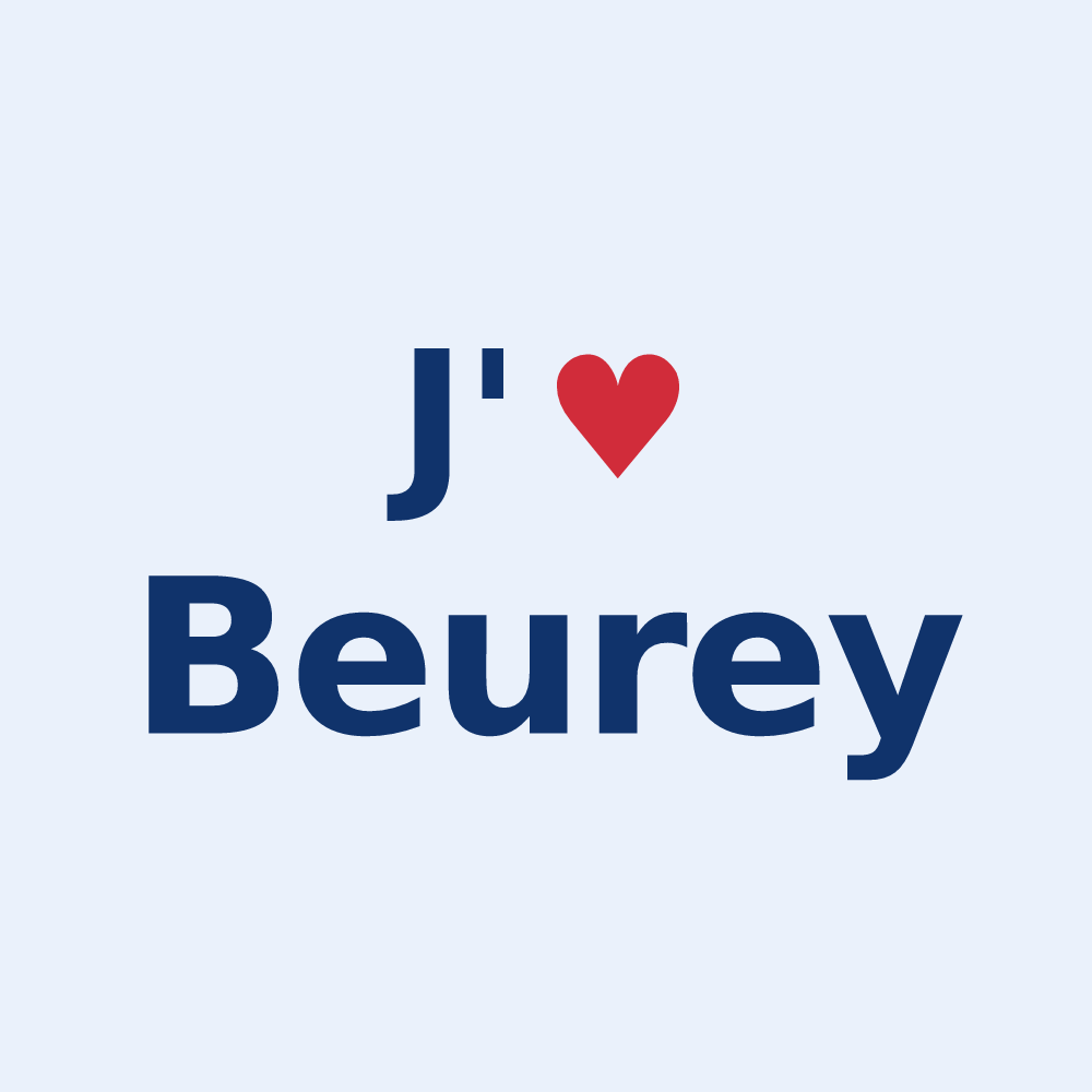 Sticker personnalisé Beurey — design « J'aime Beurey » imprimé sur le sticker