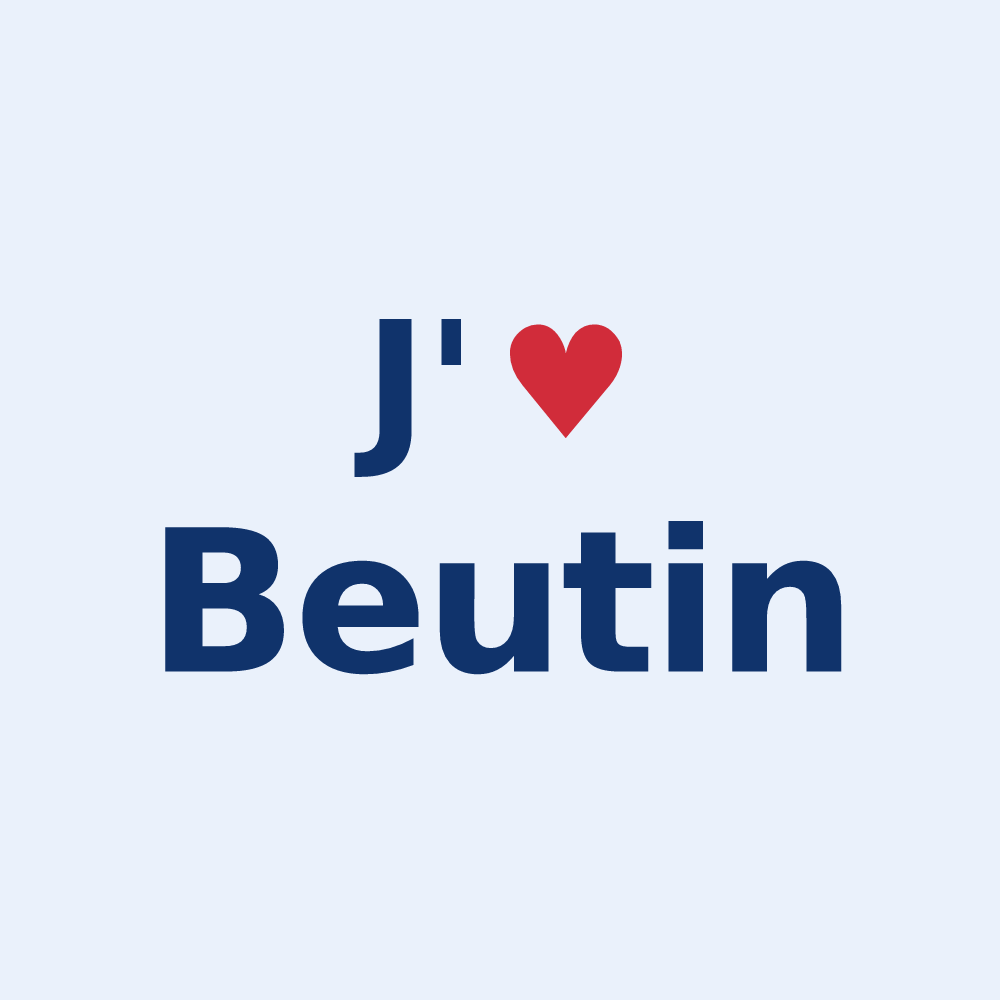 Sticker personnalisé Beutin — design « J'aime Beutin » imprimé sur le sticker