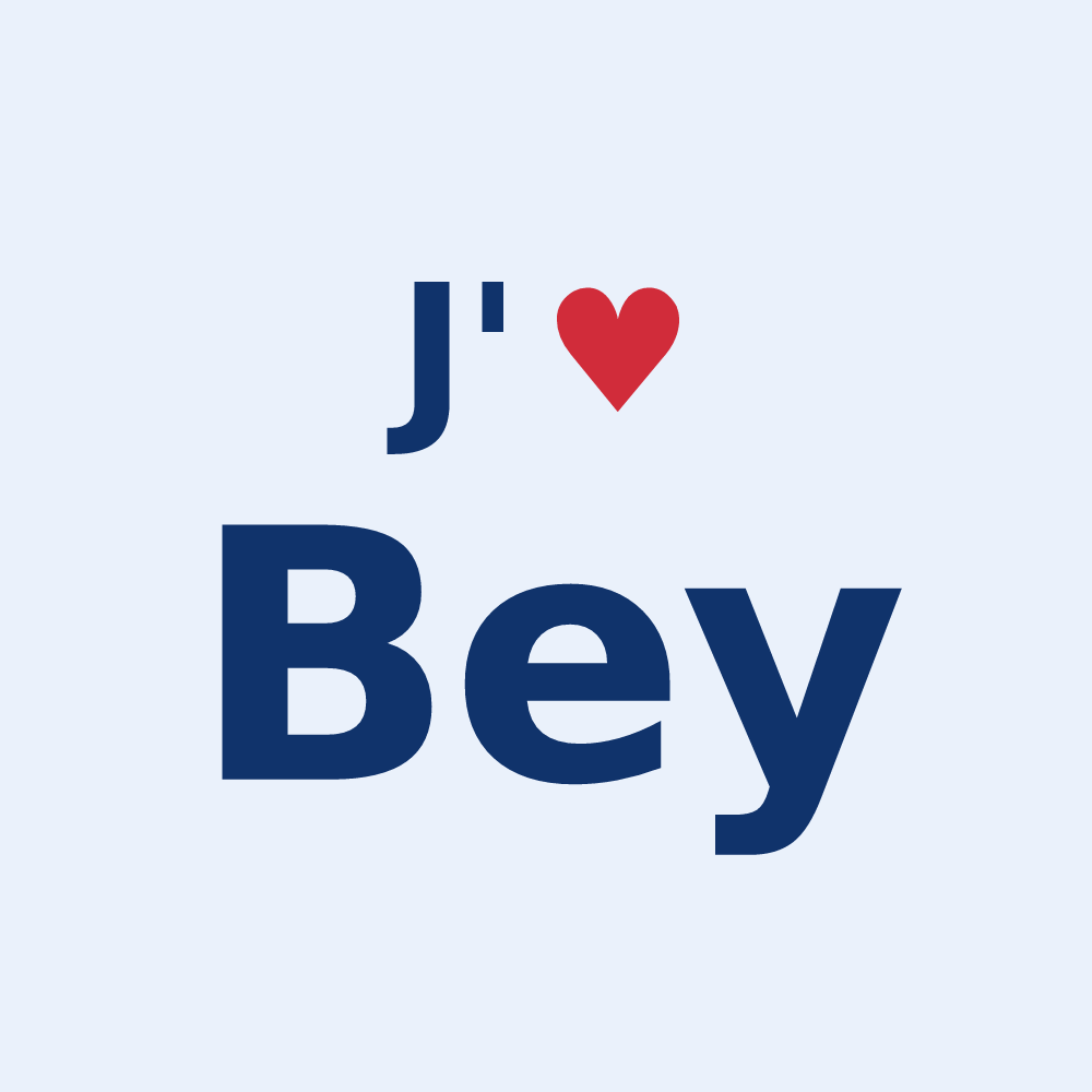 Sticker personnalisé Bey — design « J'aime Bey » imprimé sur le sticker