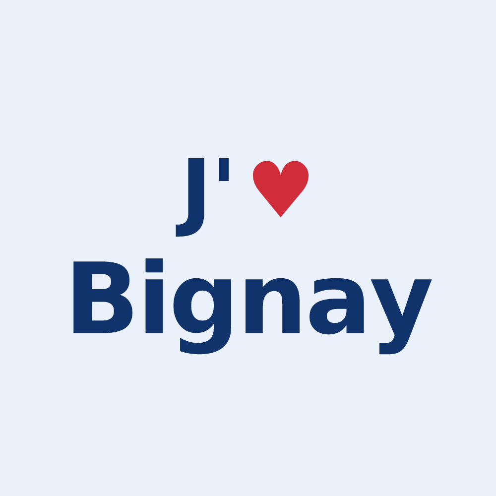Sticker personnalisé Bignay — design « J'aime Bignay » imprimé sur le sticker