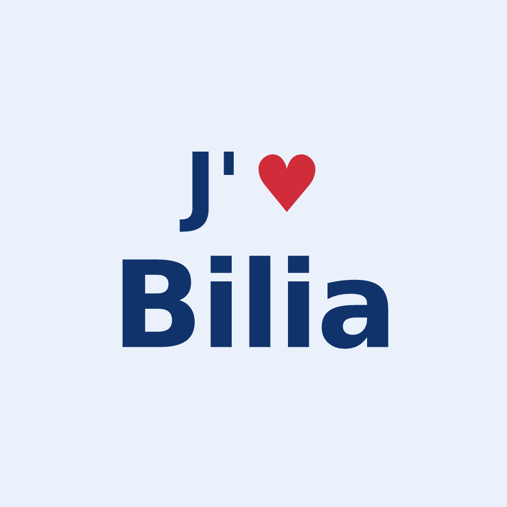 Sticker personnalisé Bilia — design « J'aime Bilia » imprimé sur le sticker