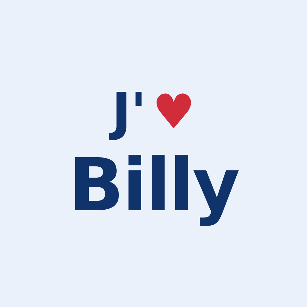 Sticker personnalisé Billy — design « J'aime Billy » imprimé sur le sticker