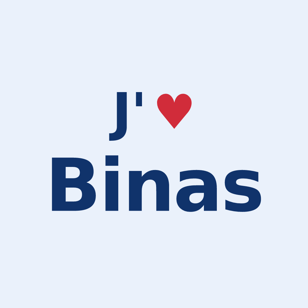 Sticker personnalisé Binas — design « J'aime Binas » imprimé sur le sticker