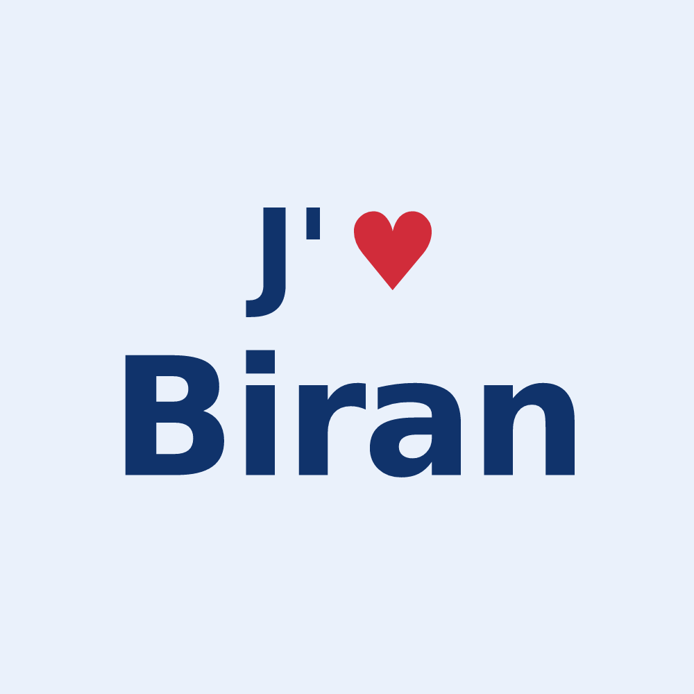 Sticker personnalisé Biran — design J'aime Biran