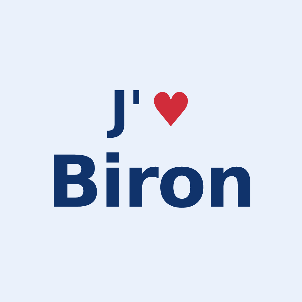 Sticker personnalisé Biron — design J'aime Biron