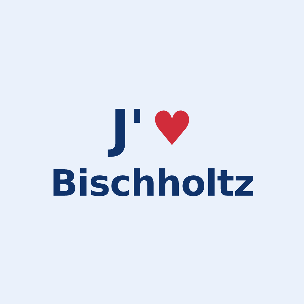 Sticker personnalisé Bischholtz — design « J'aime Bischholtz » imprimé sur le sticker