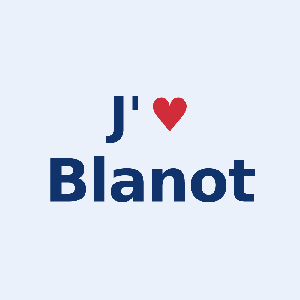 Sticker personnalisé Blanot — design J'aime Blanot