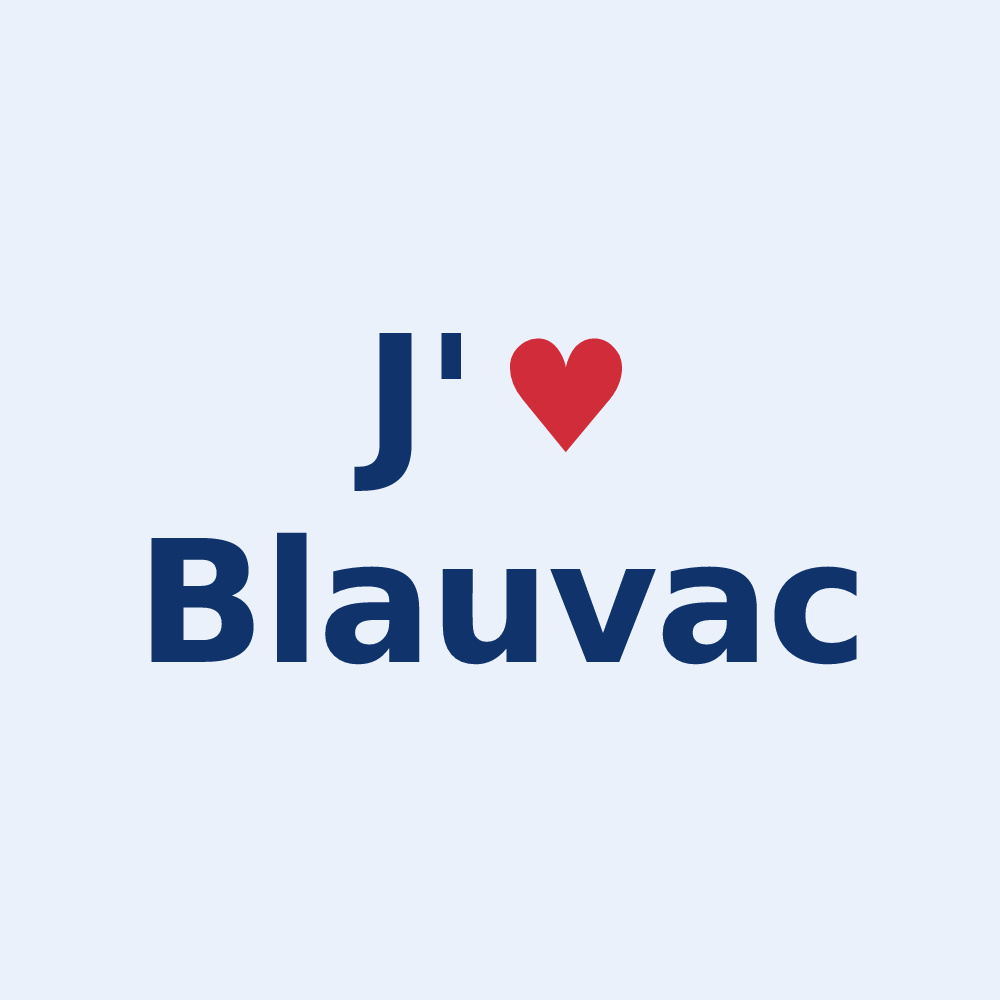 Sticker personnalisé Blauvac — design J'aime Blauvac
