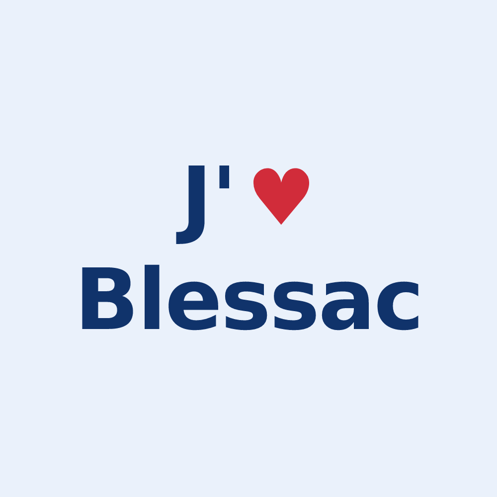 Sticker personnalisé Blessac — design J'aime Blessac