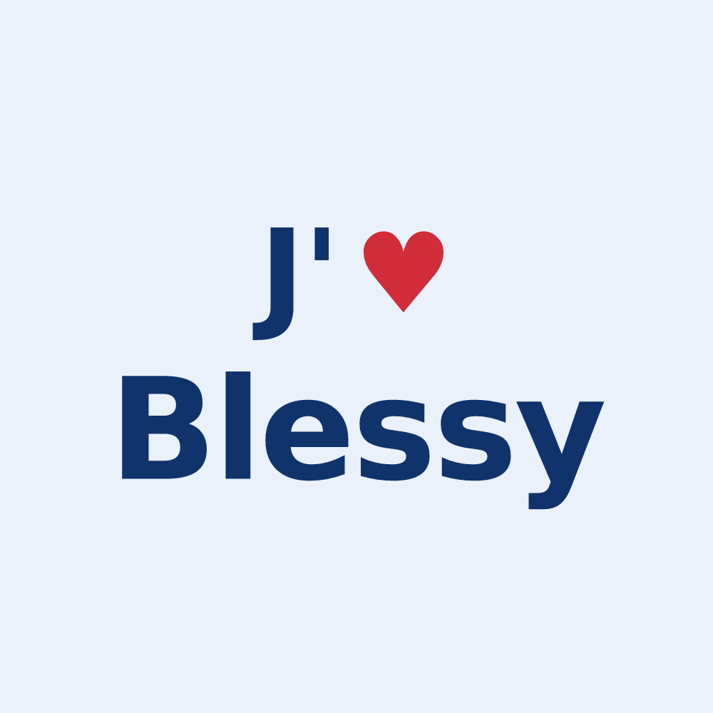 Sticker personnalisé Blessy — design « J'aime Blessy » imprimé sur le sticker